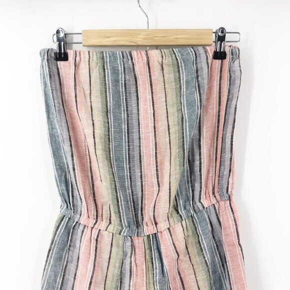 ✅ DREW Striped Linen Pastel Tulip Pant Strapless Jumpsuit XS - Picture 5 of 8